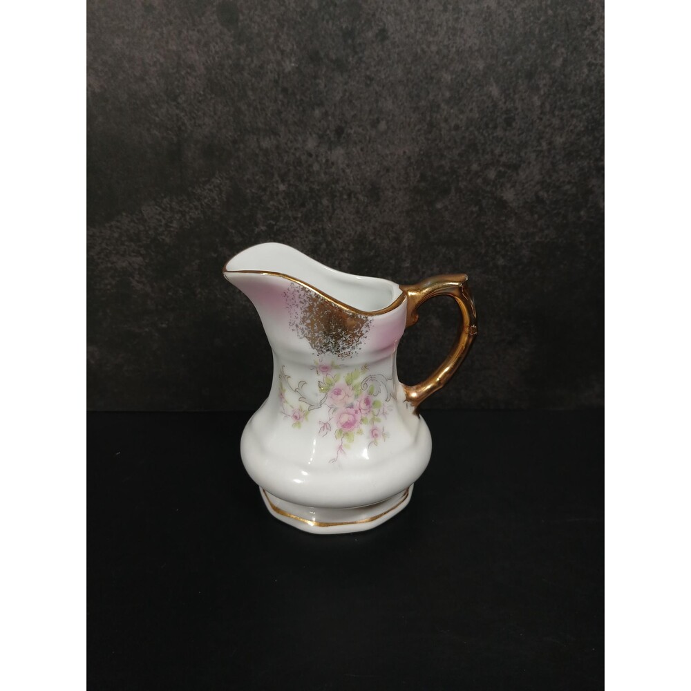 1937 Lefton China Rose Creamer Gold Trim ~3.125"